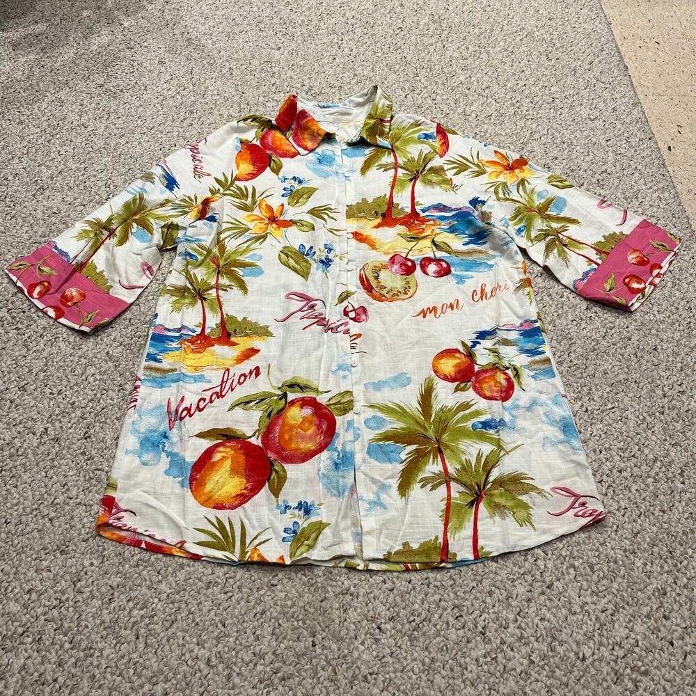 Label of Love Nalani Shirt Dress L/XL Tropical Coastal Beach Vacation Resortwear
